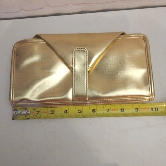 Estee Lauder Gold Clutch Purse Makeup Cosmetic Evening Bag - Picture 12 of 13